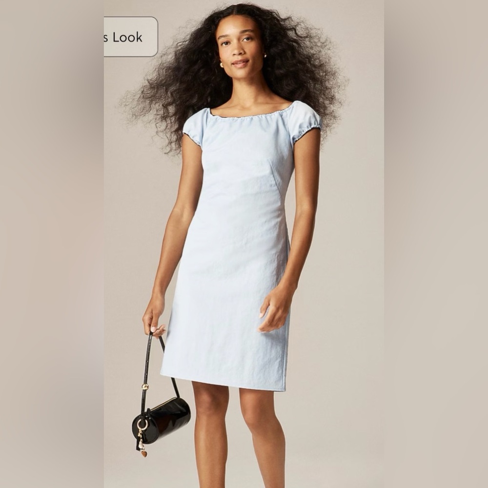 J. Crew Off-the-shoulder mini dress in textured nylon in Gentle Sea